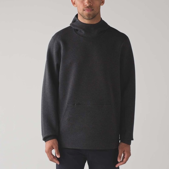 RARE Lululemon Stratum Pullover Hoodie Sz XL In Heathered Black / Black